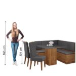 Conjunto Sala De Jantar Canto Alemão Com Baú Liebe Com Mesa Lord E 2 Cadeiras Bele Veludo Viero - Imagem 2