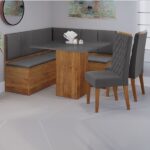 Conjunto Sala De Jantar Canto Alemão Com Baú Liebe Com Mesa Lord E 2 Cadeiras Bele Veludo Viero - Imagem 6