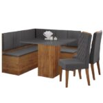 Conjunto Sala De Jantar Canto Alemão Com Baú Liebe Com Mesa Lord E 2 Cadeiras Bele Veludo Viero