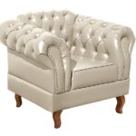 Conjunto Sofá Chesterfield 3 Lugares + 2 Poltronas Dom Pedro Bege - Imagem 5