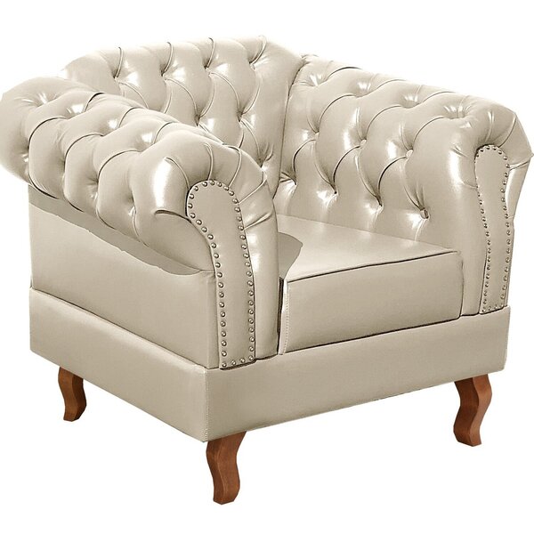 Conjunto Sofá Chesterfield 3 Lugares + 2 Poltronas Dom Pedro Bege - Imagem 5