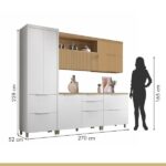 Cozinha 5 Peças 7 Portas 6 Gavetas Marquesa 100% Mdf Branco/nature - Imagem 8