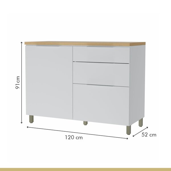 Cozinha 5 Peças 7 Portas 6 Gavetas Marquesa 100% Mdf Branco/nature - Imagem 5