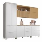 Cozinha 5 Peças 7 Portas 6 Gavetas Marquesa 100% Mdf Branco/nature - Imagem 9