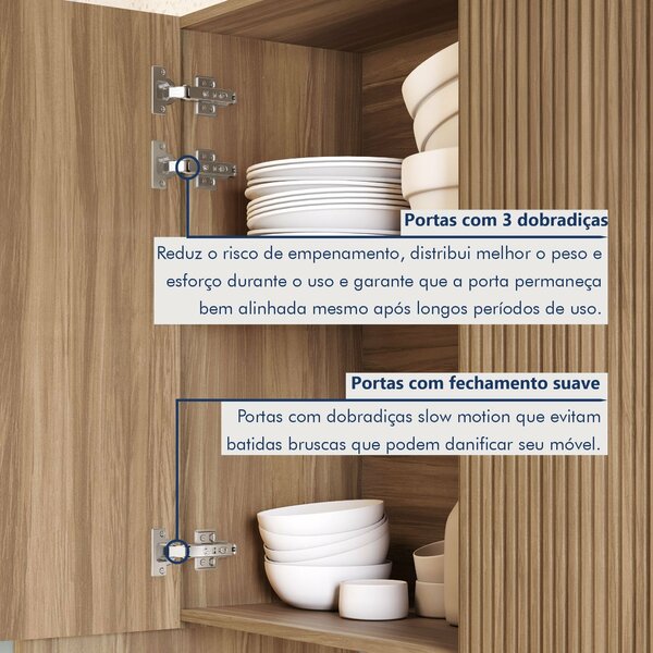 Cozinha 5 Peças 8 Portas 7 Gavetas Ripado Rainha 100% Mdf Nature/verde - Imagem 7