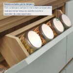 Cozinha 5 Peças 8 Portas 7 Gavetas Ripado Rainha 100% Mdf Nature/verde - Imagem 4