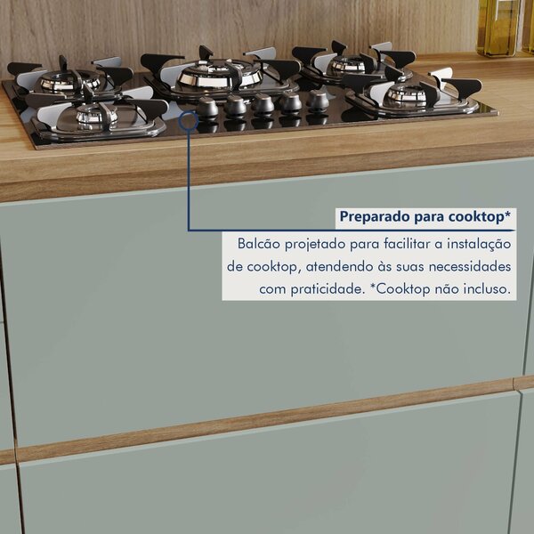 Cozinha 5 Peças 8 Portas 7 Gavetas Ripado Rainha 100% Mdf Nature/verde - Imagem 5