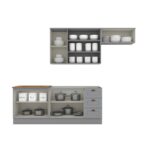 Cozinha Compacta 4 Peças Com Balcão Para Pia E Aéreo Para Geladeira Americana Cinza/nature - Imagem 10