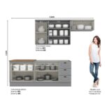 Cozinha Compacta 4 Peças Com Balcão Para Pia E Aéreo Para Geladeira Americana Cinza/nature - Imagem 9