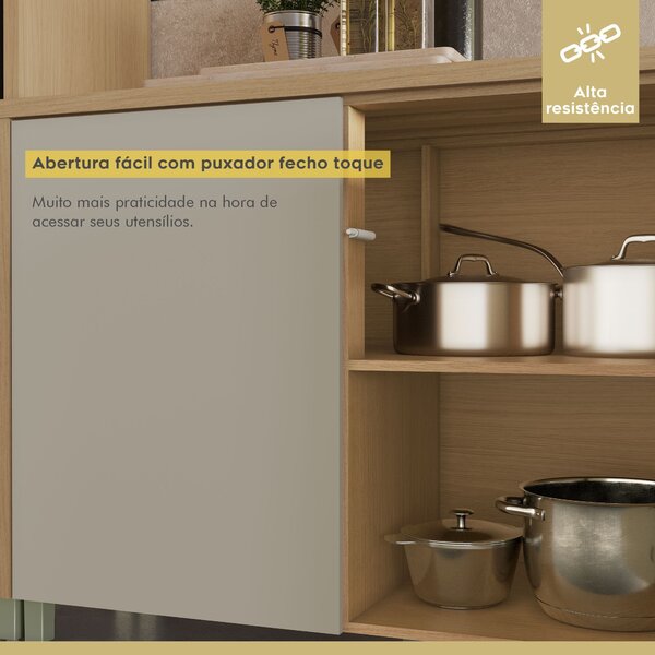 Cozinha Completa 5 Peças 11 Portas 2 Gavetas Condessa 270cm 100% Mdf Carvalho/greige - Imagem 4