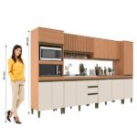 Cozinha Completa 6 Peças 12 Portas Com Torre Quente Paneleiro E Aéreo Ripado Cecília Freijó/off White - Imagem 4