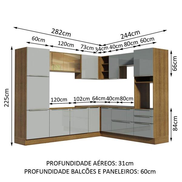 Cozinha Completa De Canto Madesa Lux 526001 Com Armário E Balcão - Rustic/cinza - Imagem 9