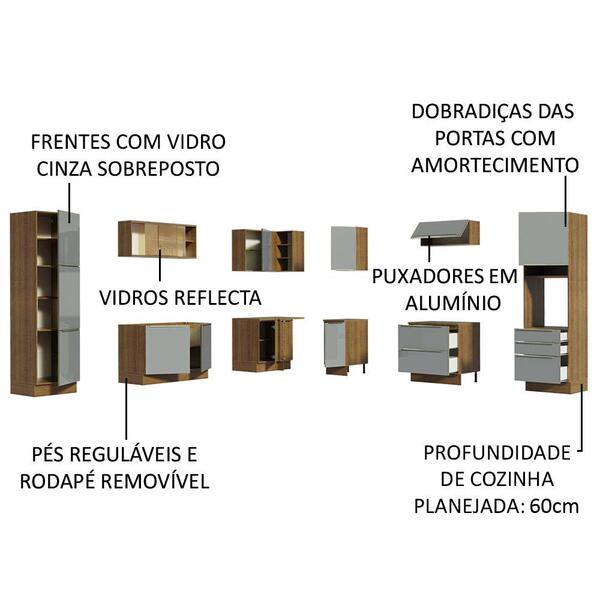 Cozinha Completa De Canto Madesa Lux 526001 Com Armário E Balcão - Rustic/cinza - Imagem 8