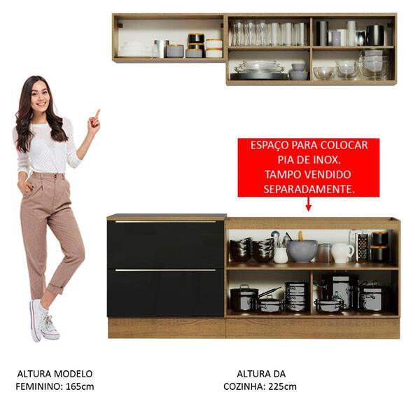 Cozinha Completa Madesa Lux Com Armário E Balcão 5 Portas 2 Gavetas - Rustic/preto - Imagem 7