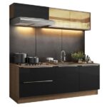 Cozinha Completa Madesa Lux Com Armário E Balcão 5 Portas 2 Gavetas - Rustic/preto - Imagem 10