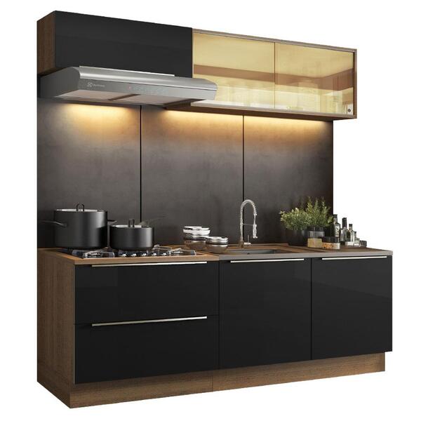 Cozinha Completa Madesa Lux Com Armário E Balcão 5 Portas 2 Gavetas - Rustic/preto - Imagem 10