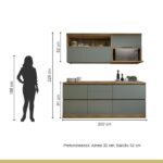 Cozinha Millena 4 Peças Aereo Micro-ondas 100% Mdf Yescasa Nature/verde - Imagem 9