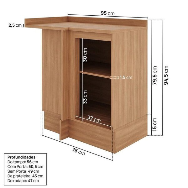 Cozinha Modulada 10 Peças Armários Balcões Torre Quente E Paneleiro Aroeira Cabecasa Madeiraoriginals Cinza 0 (0) - Imagem 5