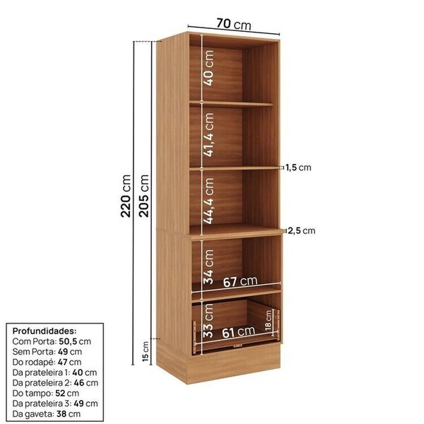 Cozinha Modulada 10 Peças Armários Balcões Torre Quente E Paneleiro Aroeira Cabecasa Madeiraoriginals Cinza 0 (0) - Imagem 8