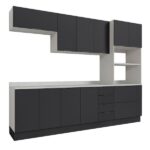 Cozinha Modulada 5 Peças Com Tampo Com Rodapé Ipanema Cabecasa Madeiraoriginals Grafite Trama - Imagem 2
