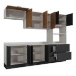 Cozinha Modulada 5 Peças Com Tampo Com Rodapé Ipanema Cabecasa Madeiraoriginals Grafite Trama/ Acácia - Imagem 2