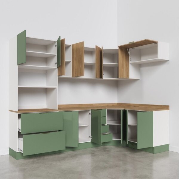 Cozinha Modulada 7 Peças 1 Tampo 3 Aéreos 3 Balcões E Torre Quente Ipanema Cabecasa Madeiraoriginals Verde/amadeirado - Imagem 6