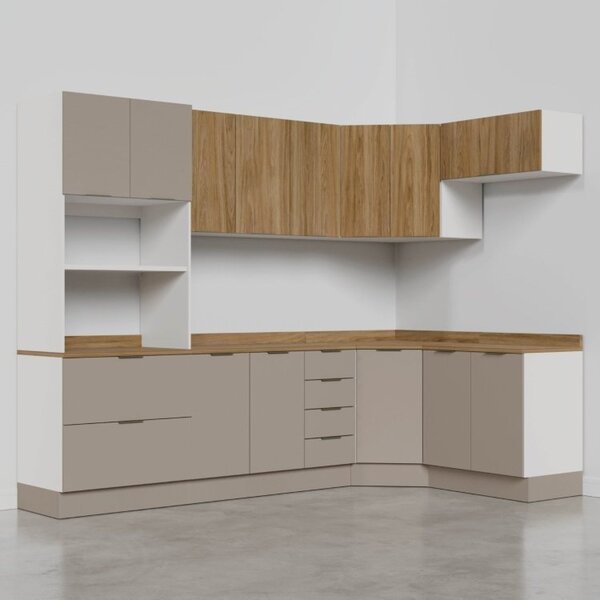 Cozinha Modulada 7 Peças Com Tampo E Rodapé Ipanema Cabecasa Madeiraoriginals Fendi Trama/acácia - Imagem 7