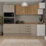 Cozinha Modulada 7 Peças Com Tampo E Rodapé Ipanema Cabecasa Madeiraoriginals Fendi Trama/acácia