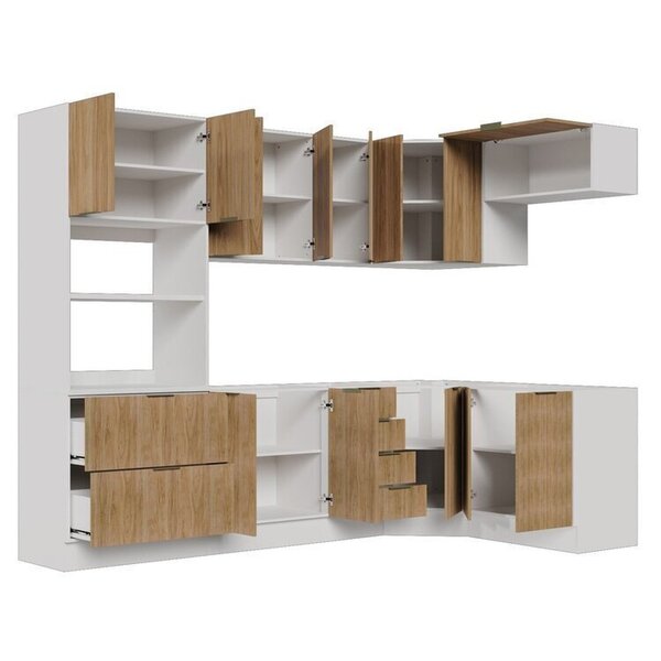 Cozinha Modulada 7 Peças Sem Tampo Com Rodapé Ipanema Cabecasa Madeiraoriginals Acácia - Imagem 5