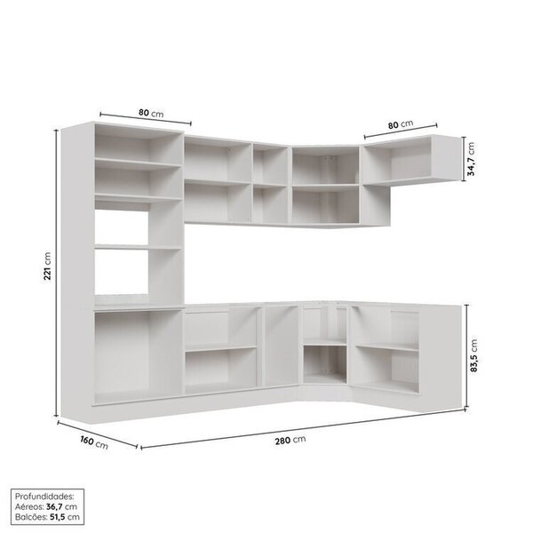 Cozinha Modulada 7 Peças Sem Tampo Com Rodapé Ipanema Cabecasa Madeiraoriginals Acácia - Imagem 7