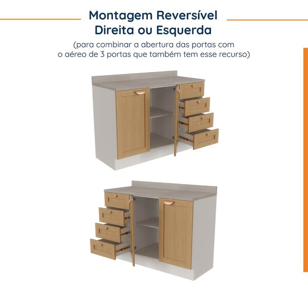 Cozinha Modulada 8 Peças Com Tampo 1 Torre 4 Aéreos 3 Balcões Arizona Cabecasa Madeiraoriginals Figueira 0 (0) - Imagem 4