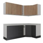 Cozinha Modulada 8 Peças Com Tampo Com Rodapé 4 Aéreos E 4 Balcões Ipanema Cabecasa Madeiraoriginals Grafite Trama/ - Imagem 4