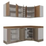 Cozinha Modulada 8 Peças Com Tampo Com Rodapé 4 Aéreos E 4 Balcões Ipanema Cabecasa Madeiraoriginals Fendi Trama/ - Imagem 4