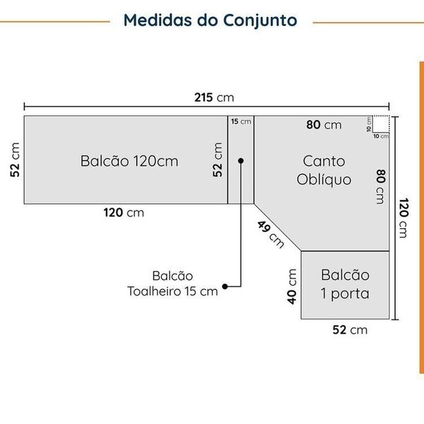 Cozinha Modulada 8 Peças Com Tampo Com Rodapé 4 Aéreos E 4 Balcões Ipanema Cabecasa Madeiraoriginals Fendi Trama/ - Imagem 10