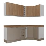 Cozinha Modulada 8 Peças Com Tampo Com Rodapé 4 Aéreos E 4 Balcões Ipanema Cabecasa Madeiraoriginals Fendi Trama/ - Imagem 3