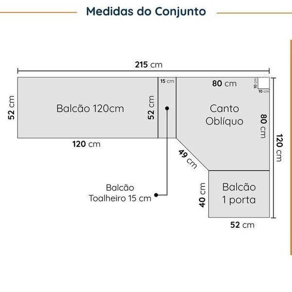 Cozinha Modulada 8 Peças Com Tampo Com Rodapé 4 Aéreos E 4 Balcões Ipanema Cabecasa Madeiraoriginals Fendi Trama - Imagem 10