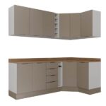 Cozinha Modulada 8 Peças Com Tampo Com Rodapé 4 Aéreos E 4 Balcões Ipanema Cabecasa Madeiraoriginals Fendi Trama - Imagem 4