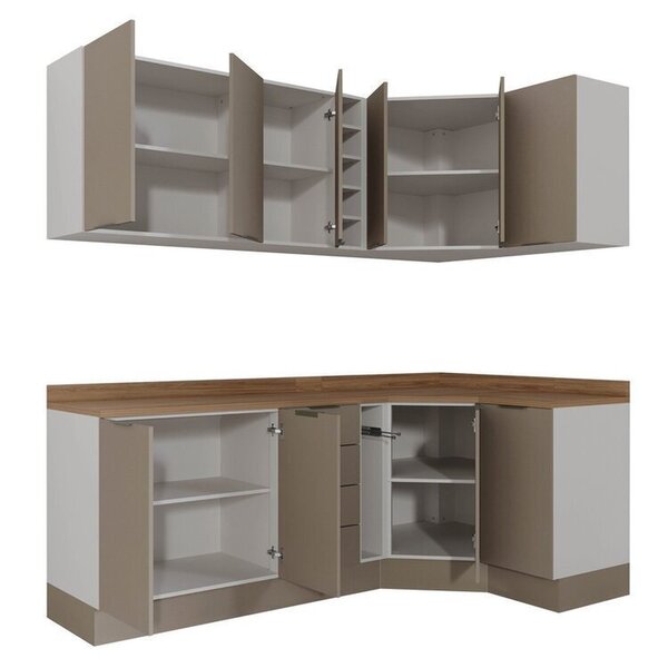 Cozinha Modulada 8 Peças Com Tampo Com Rodapé 4 Aéreos E 4 Balcões Ipanema Cabecasa Madeiraoriginals Fendi Trama - Imagem 3