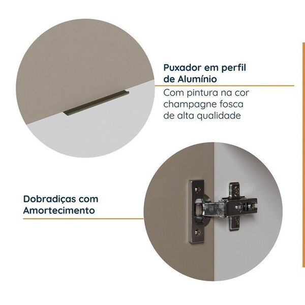 Cozinha Modulada 8 Peças Com Tampo Com Rodapé 4 Aéreos E 4 Balcões Ipanema Cabecasa Madeiraoriginals Fendi Trama - Imagem 6