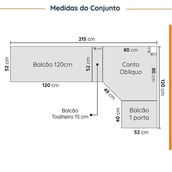 Cozinha Modulada 8 Peças Sem Tampo Com Rodapé 4 Aéreos E 4 Balcões Ipanema Cabecasa Madeiraoriginals Grafite Trama - Imagem 10