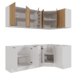 Cozinha Modulada 8 Peças Sem Tampo Com Rodapé 4 Aéreos E 4 Balcões Ipanema Cabecasa Madeiraoriginals Branco/acácia - Imagem 6