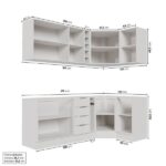 Cozinha Modulada 8 Peças Sem Tampo Com Rodapé 4 Aéreos E 4 Balcões Ipanema Cabecasa Madeiraoriginals Branco/acácia - Imagem 8