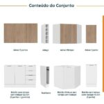Cozinha Modulada 8 Peças Sem Tampo Com Rodapé 4 Aéreos E 4 Balcões Ipanema Cabecasa Madeiraoriginals Branco/acácia - Imagem 9