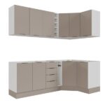 Cozinha Modulada 8 Peças Sem Tampo Com Rodapé 4 Aéreos E 4 Balcões Ipanema Cabecasa Madeiraoriginals Fendi Trama - Imagem 7