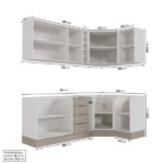Cozinha Modulada 8 Peças Sem Tampo Com Rodapé 4 Aéreos E 4 Balcões Ipanema Cabecasa Madeiraoriginals Fendi Trama - Imagem 8