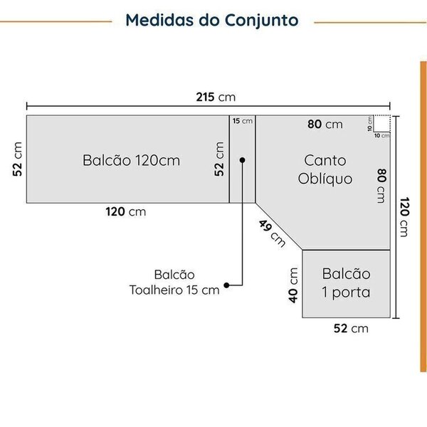 Cozinha Modulada 8 Peças Sem Tampo Com Rodapé 4 Aéreos E 4 Balcões Ipanema Cabecasa Madeiraoriginals Fendi Trama - Imagem 10