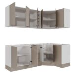 Cozinha Modulada 8 Peças Sem Tampo Com Rodapé 4 Aéreos E 4 Balcões Ipanema Cabecasa Madeiraoriginals Fendi Trama - Imagem 6