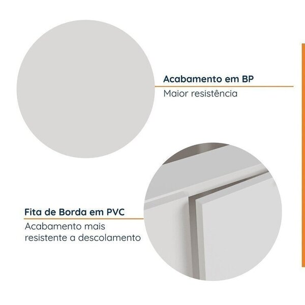 Cozinha Modulada 8 Peças Sem Tampo Com Rodapé 4 Aéreos E 4 Balcões Ipanema Cabecasa Madeiraoriginals Branco - Imagem 4