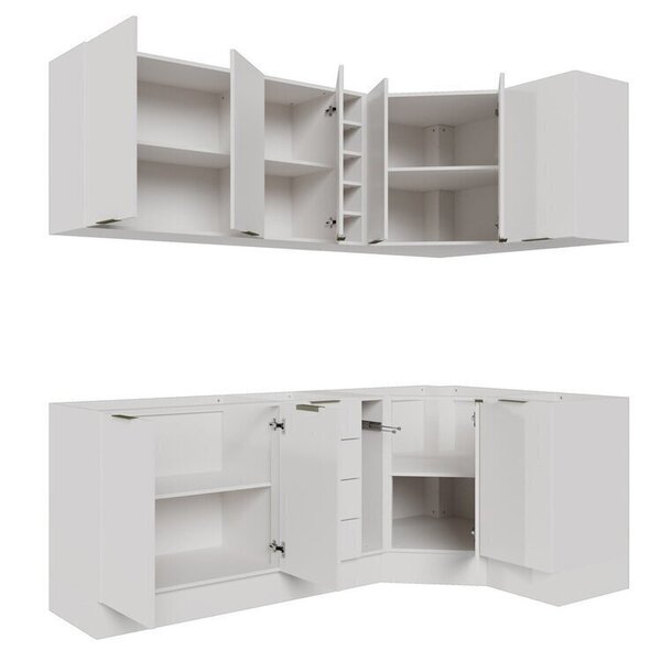 Cozinha Modulada 8 Peças Sem Tampo Com Rodapé 4 Aéreos E 4 Balcões Ipanema Cabecasa Madeiraoriginals Branco - Imagem 6