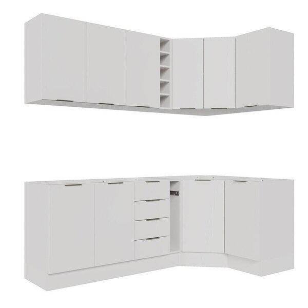 Cozinha Modulada 8 Peças Sem Tampo Com Rodapé 4 Aéreos E 4 Balcões Ipanema Cabecasa Madeiraoriginals Branco - Imagem 7